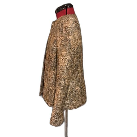 Kasper Blazer Women Size 6P Brown Tapestry Metallic Open Front Long Sleeve - Picture 3 of 8